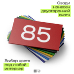 Табличка с номером 85 на дверь квартиры, для офиса, кабинета, аудитории, склада, красная 120х70 мм, Айдентика Технолоджи