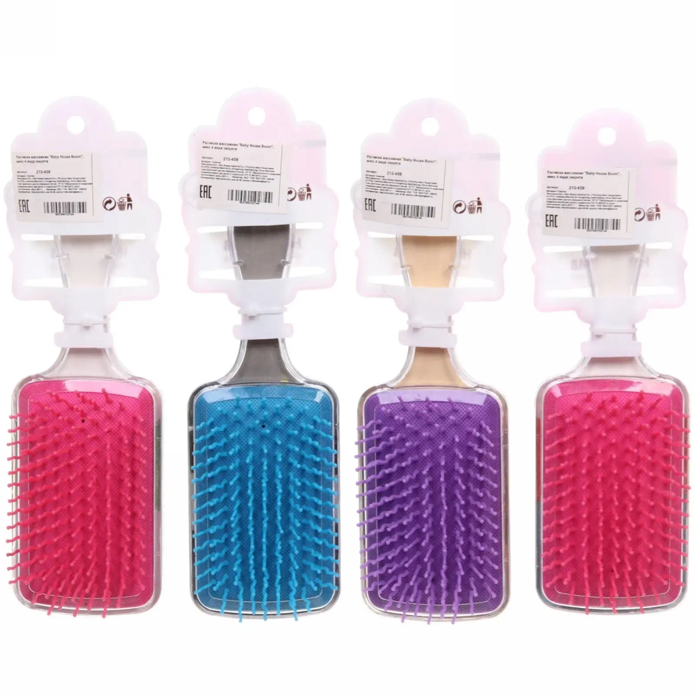 Расческа массажная «Baby House Boom», микс 4 вида зверята, 20*6,5см