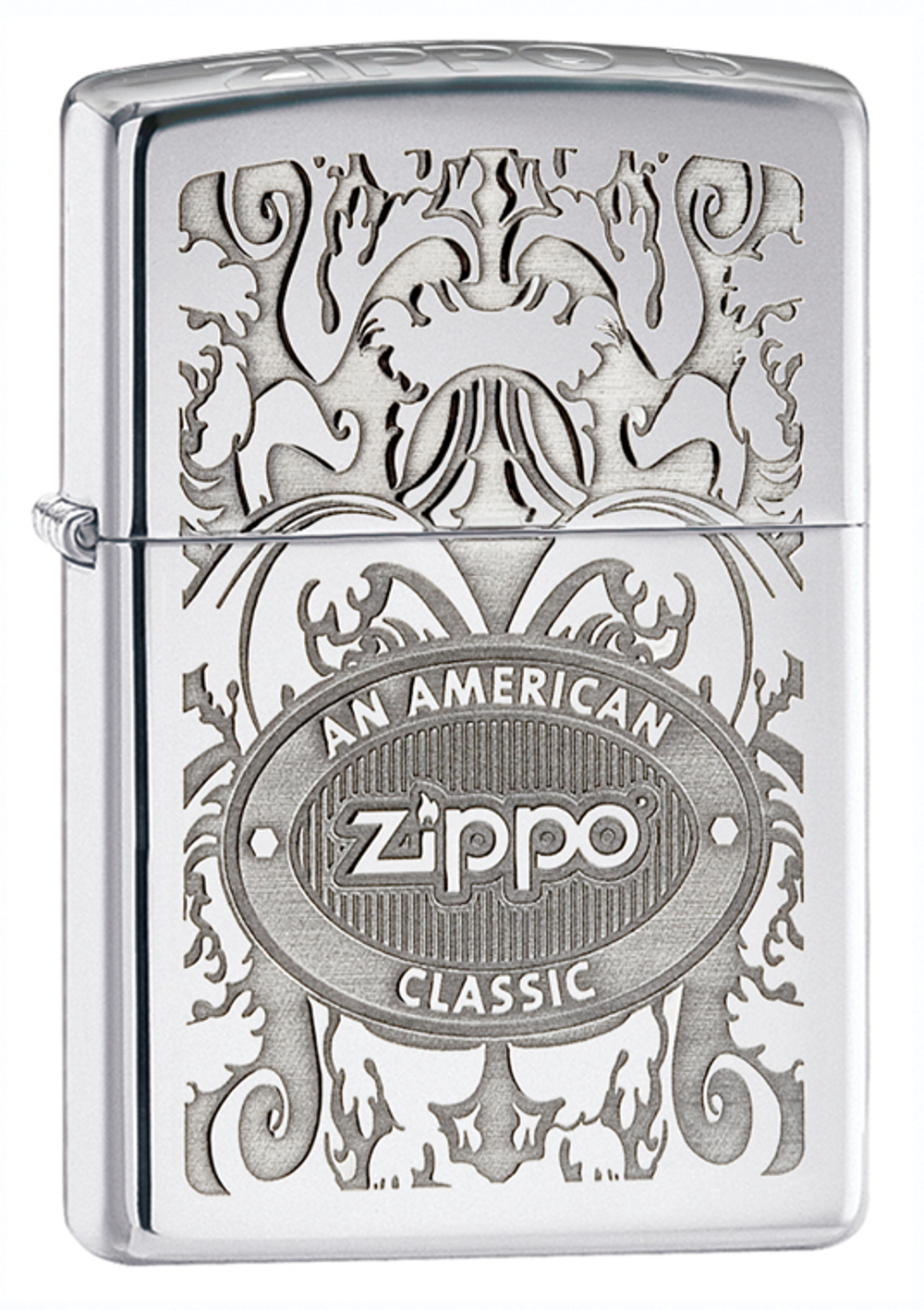 Зажигалка ZIPPO Classic High Polish Chrome™ со Штампом Crown Stamp™ Zippo на торце крышки ZP-24751
