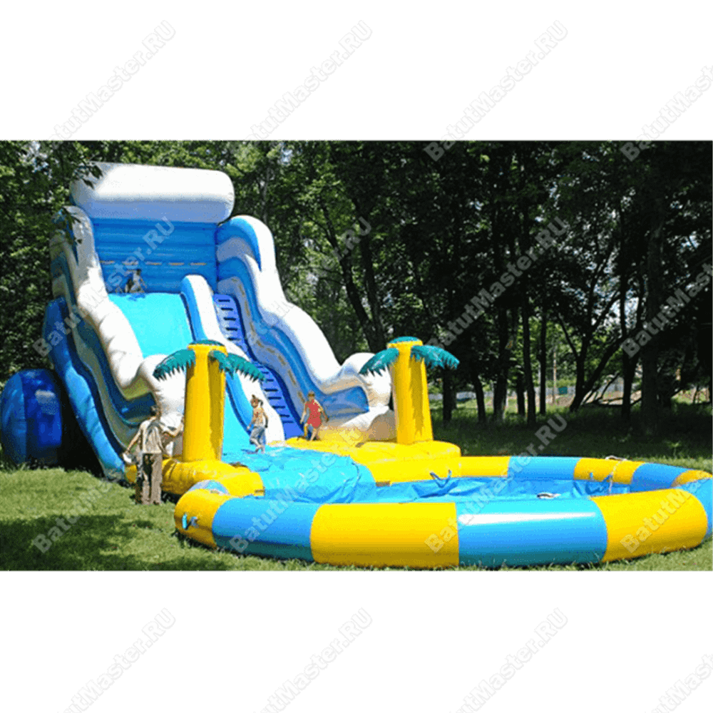 Надувной батут-горка с бассейном «Пляжный оазис», 21*7*7 м