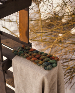 Носочная пряжа с добавлением шерсти "Малахитовый" 20 г