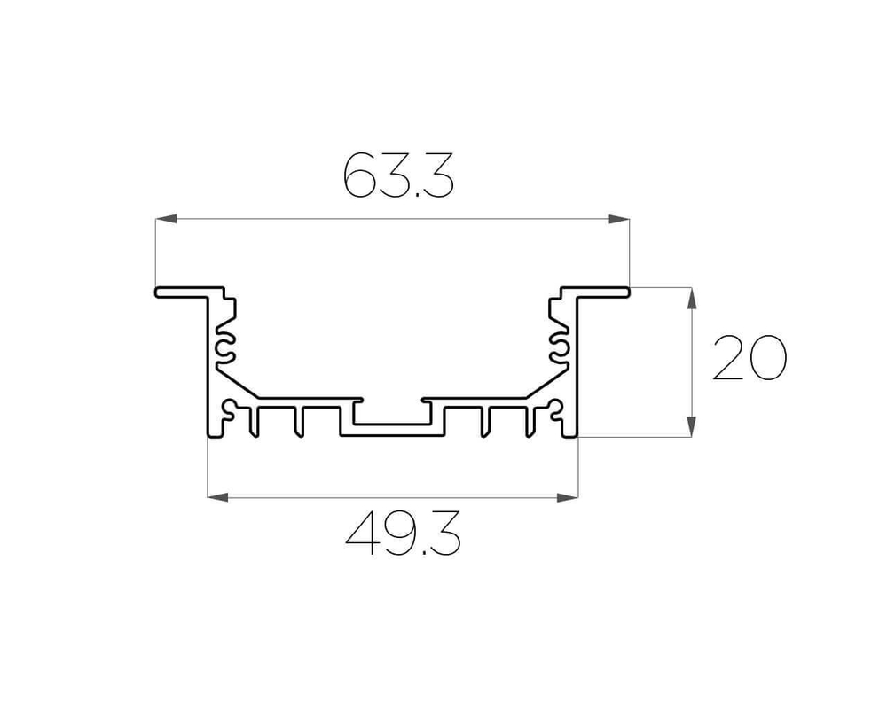 Профиль врезной алюминиевый LC-LPV-2063-2 Anod