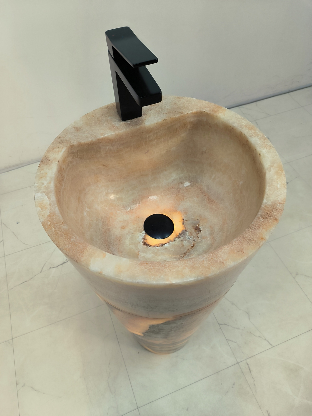 Раковина напольная из оникса Yellow ON-61358 (40*40*90)