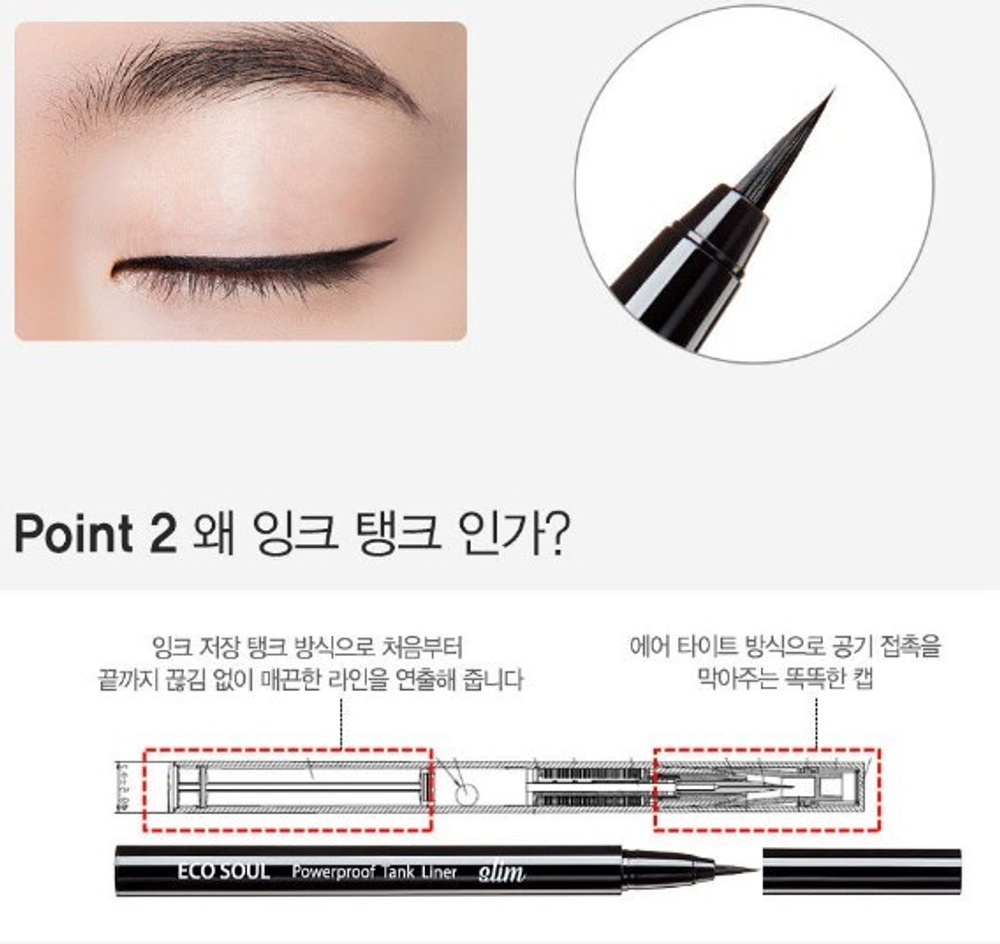 The Saem Eco Soul Power Proof Tank Liner 01 black лайнер-подводка для глаз (тон 01 черный)