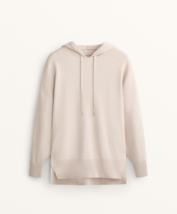 Oysho Длинный вязаный джемпер с капюшоном, каменный