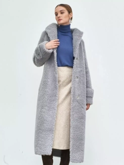 Искусственная зимняя эко шуба чебурашка, серая, Северина