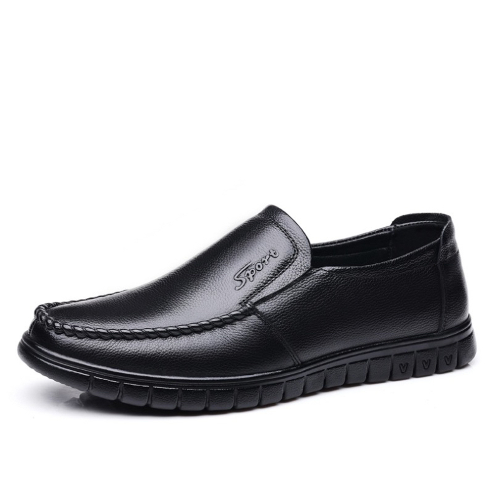 HUANAI Casual Leather Shoes Men"s Low top Black