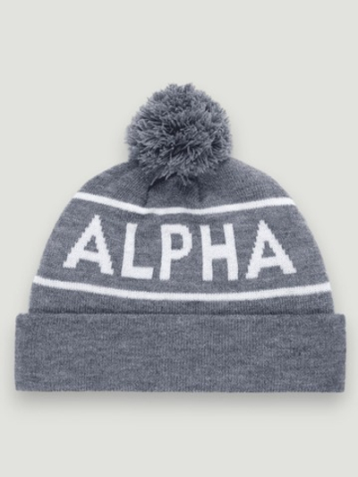 Шапка Alpha Industries Essential Pom Beanie Medium Charcoal Heather (Серая)