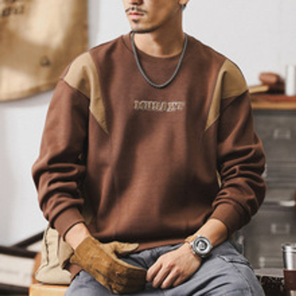 Американский ретро свитер мужской с вставками от бренда Jerrueno