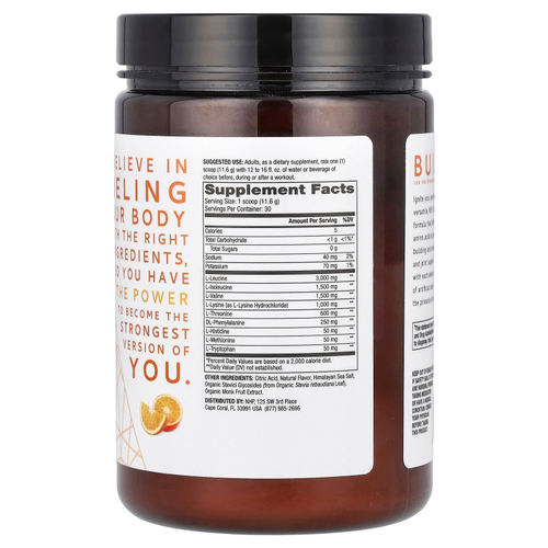 Dr. Mercola, Pure Power, незаменимые аминокислоты и аминокислоты с разветвленной цепью, со вкусом апельсина, 350 г (12,3 унции)