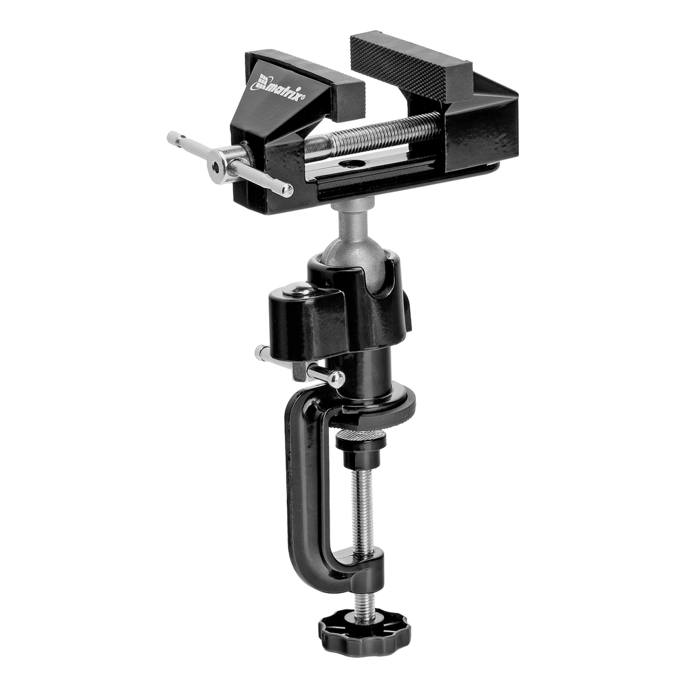 Тиски настольные, многофункциональные, сменная насадка, хомут для дрели, шарнирный механизм, 70 мм Matrix