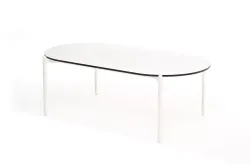 "Диего" журнальный стол из HPL 120х60 H40, каркас белый муар, цвет "молочный"