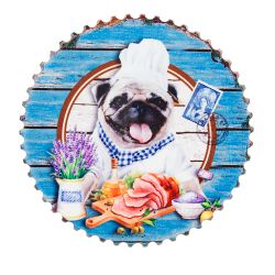 Фигурка декоративная (магнит) "Собачка-кок" d=7см. b=0.5см. (6видов) (min12) (керамика) (подарочная