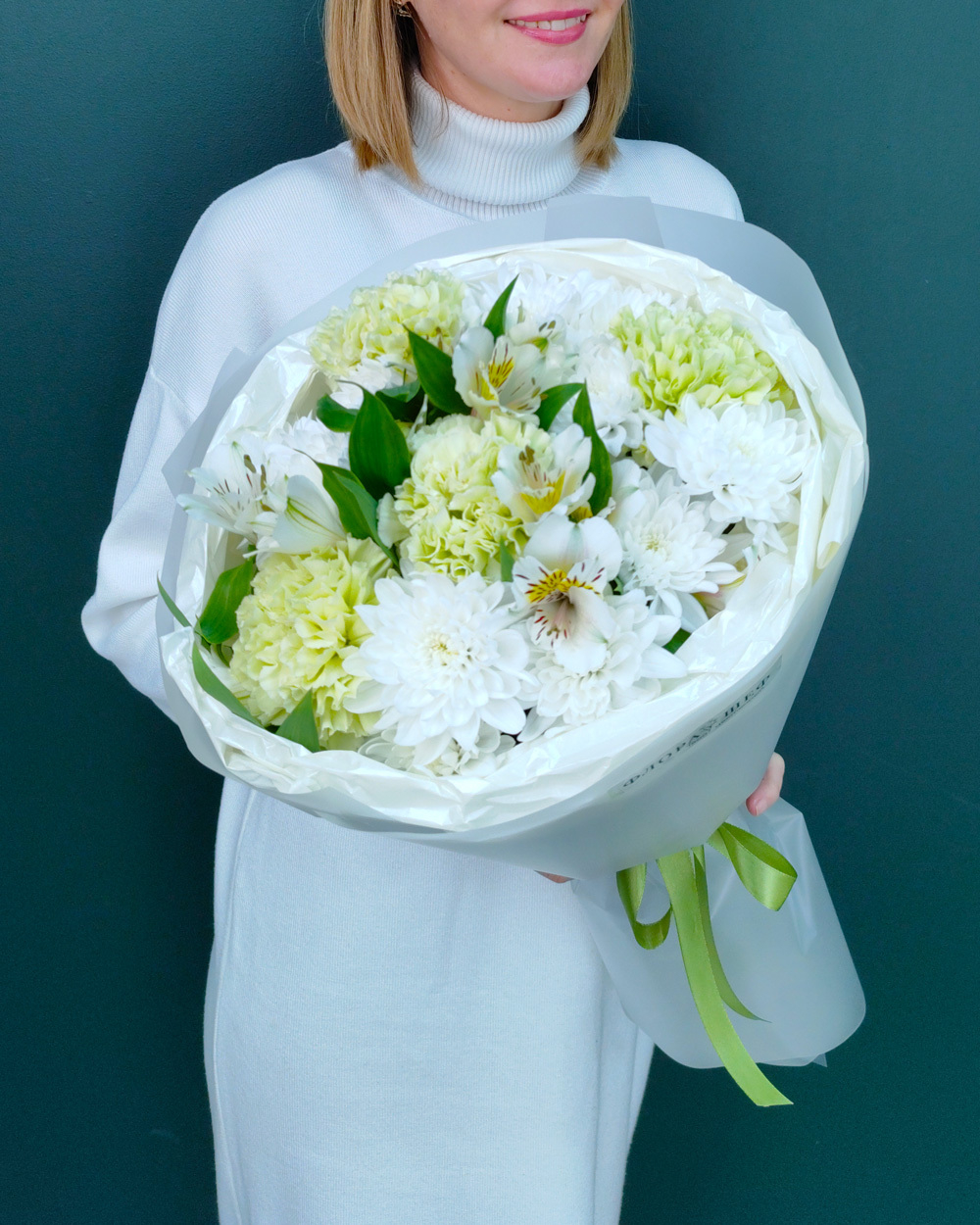 Букет из альстромерии,диантуса и хризантемы(00384)