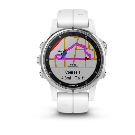 Компактные мультиспортивные часы Garmin Fenix 5S Plus Sapphire - белые с белым ремешком 010-01987-01