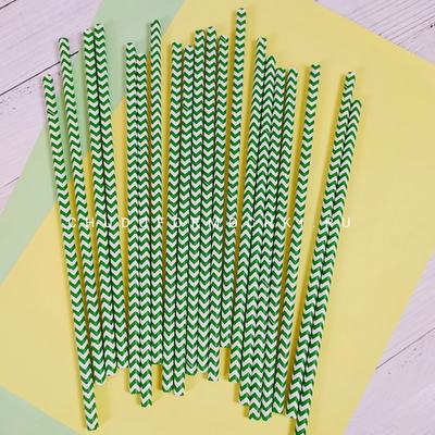 Трубочки бумажные "зелёный зигзаг"