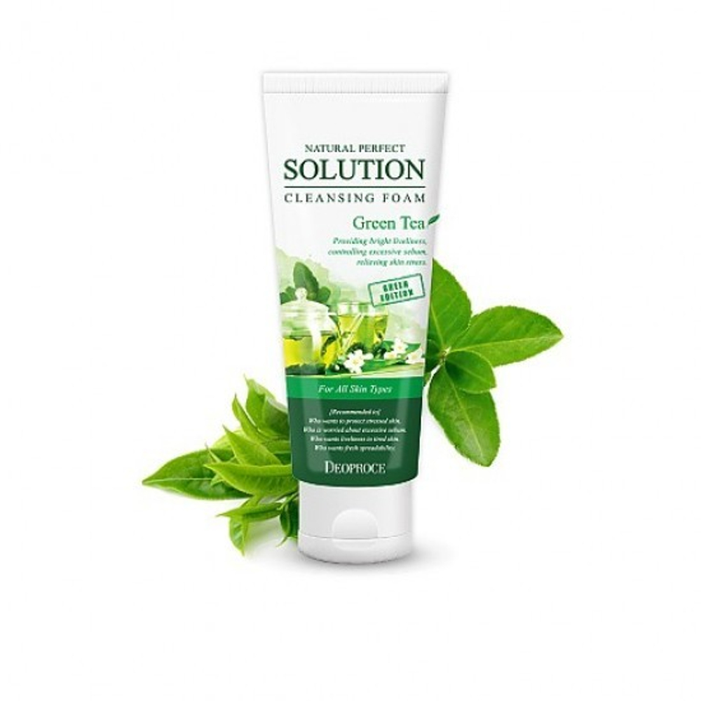 Deoproce Natural Solution Cleansing Foam Greentea пенка для умывания с экстрактом зеленого чая