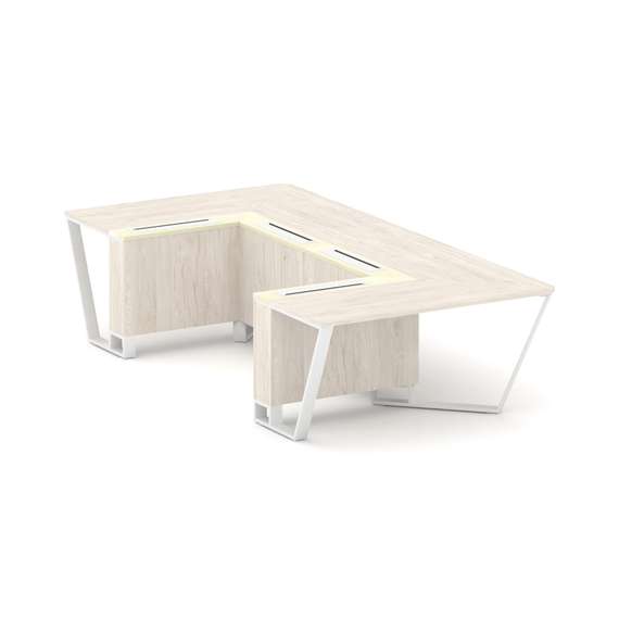 Steel Meet Стол переговорный П-образный KMK-PR.B.SP-07P Денвер Светлый/Ваниль Глянец/Металл Белый 16