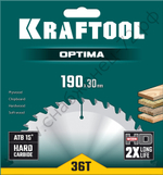 KRAFTOOL Optima 190х30мм 36Т, диск пильный по дереву