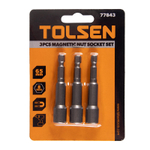 TOLSEN (TT77843) Набор головок для шуруповерта шестигранных 1/4", 8 мм, 65 мм, магнитных, 3 предмета