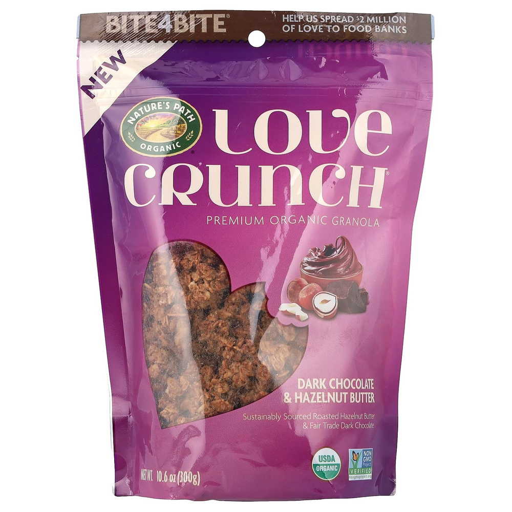 Nature's Path, Love Crunch, органическая гранола премиального качества, темный шоколад и масло из фундука, 300 г (10,6 унции)