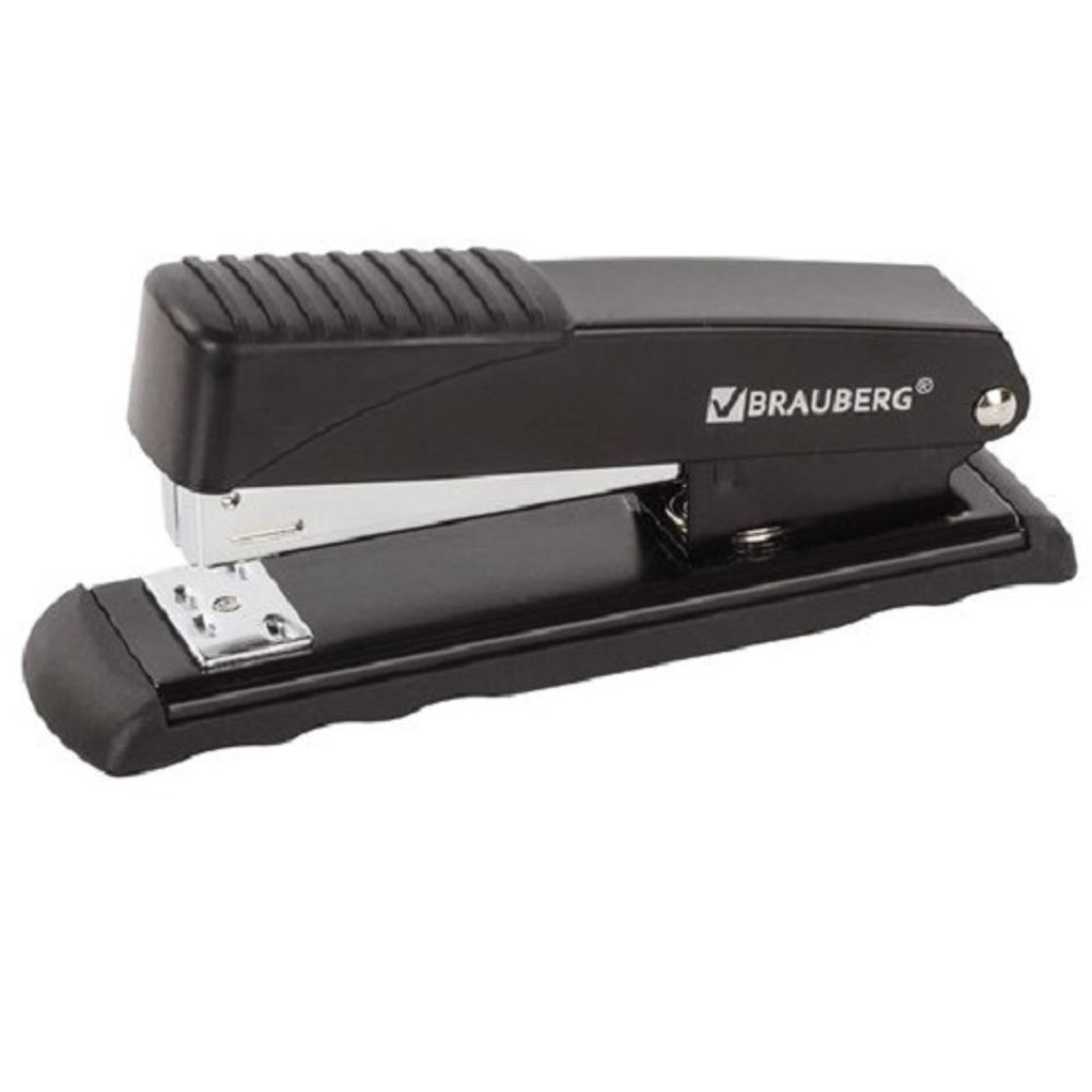 Степлер №24, Brauberg Office, до 30л, металлический корпус, черный