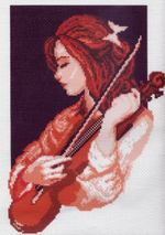 "Девушка со скрипкой"-0488 канва с рисунком