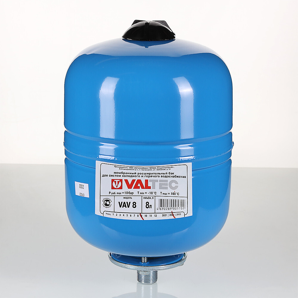 Расширительный бак (мембранный) гидроаккумулятор VALTEC 100 л для водоснабжения, вертикальный (арт. VT.AV.B.060100)