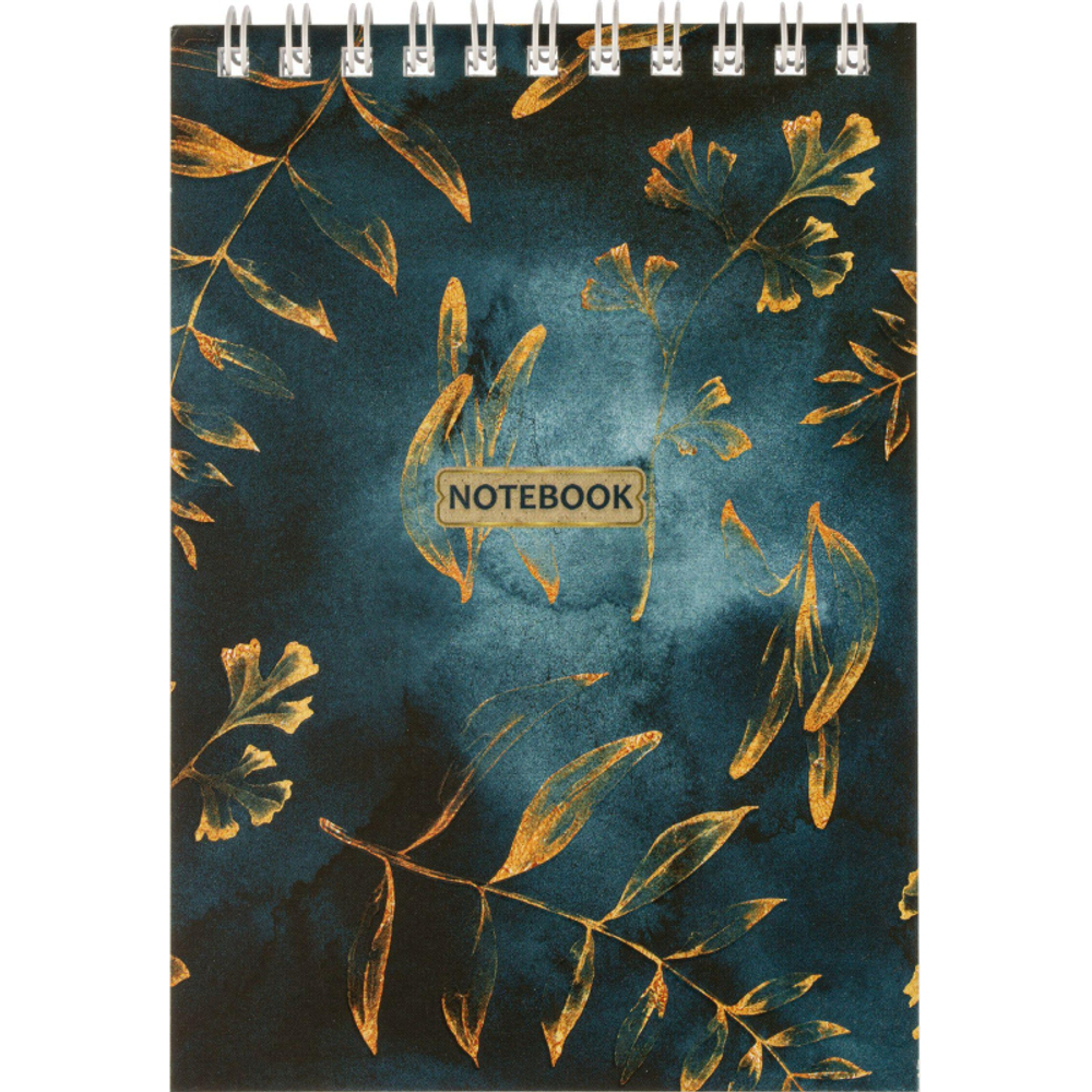 Блокнот Floral А6 60л, клетка, обл. мел.картон,спираль,синий