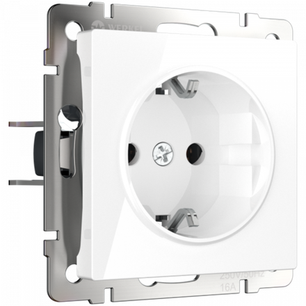 Розетка с заземлением и шторками (белый)