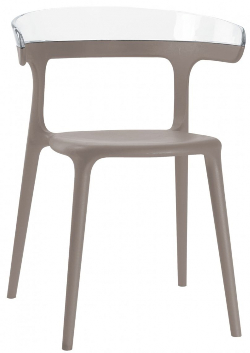 Кресло пластиковое Papatya Luna, тортора, прозрачный