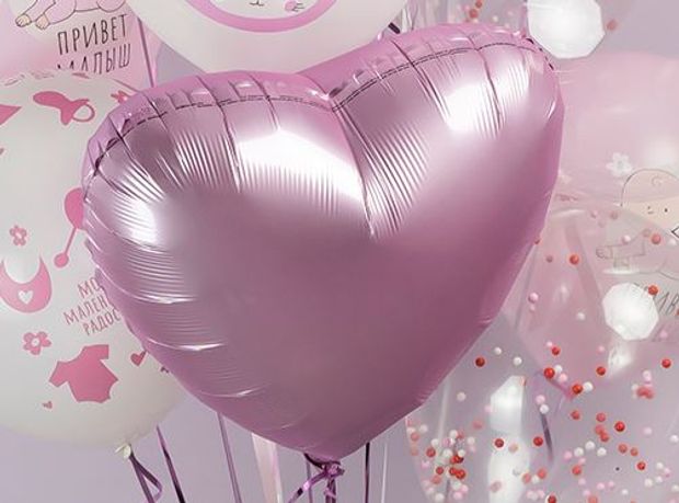 Ag Шар Сердце 19''/46 см, Нежно розовый (БГ-15)