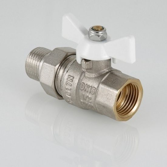 Кран шаровой Valtec Base 1/2" ВР/НР с полусгоном белая ручка-бабочка (арт. VT.227.NW.04)