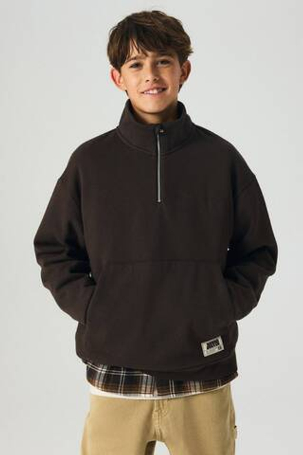 H&M Толстовка с застежкой-молнией на половину длины, темно-коричневый