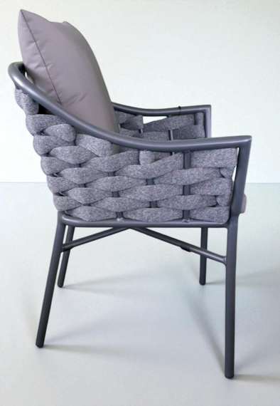 Плетеное кресло с подушками Torino, антрацит
