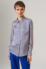 23145 Блузка женская (бежево-васильковый принт)