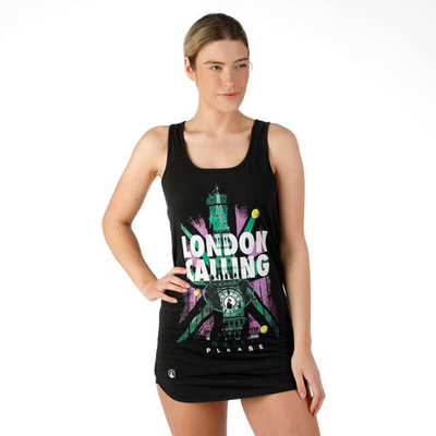 Женская теннисная майка Quiet Please London Calling Tank Top Women - Black, Multicoloured