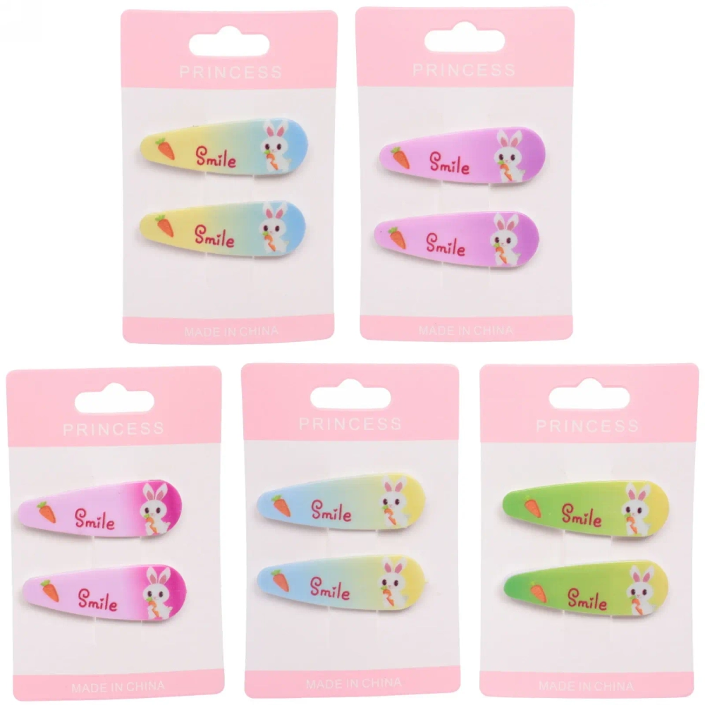 Зажимы для волос детские 2шт «Happy smile», зайка, микс 6 цветов, 5,5*1,5см