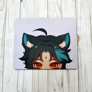 Коврик для мыши "Genshin Impact / Геншин - Сяо с ушками"