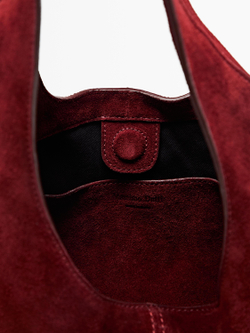 Massimo Dutti Сумка из замши среднего размера, темно-розовый