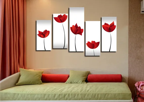 Модульная картина "Алые лепестки мака"