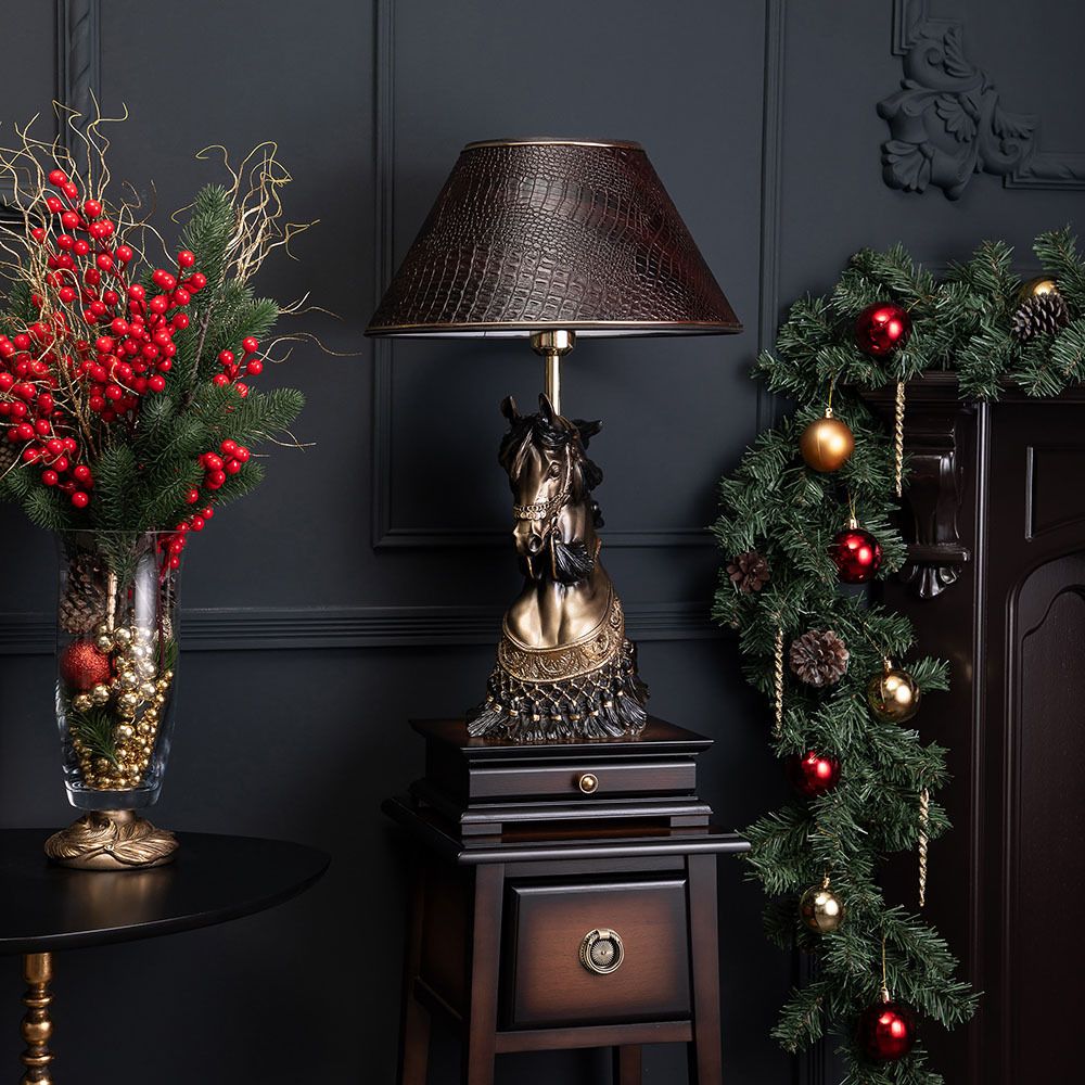 Настольная лампа с бюро Лошадь императора Бронза с абажуром 38 Mally