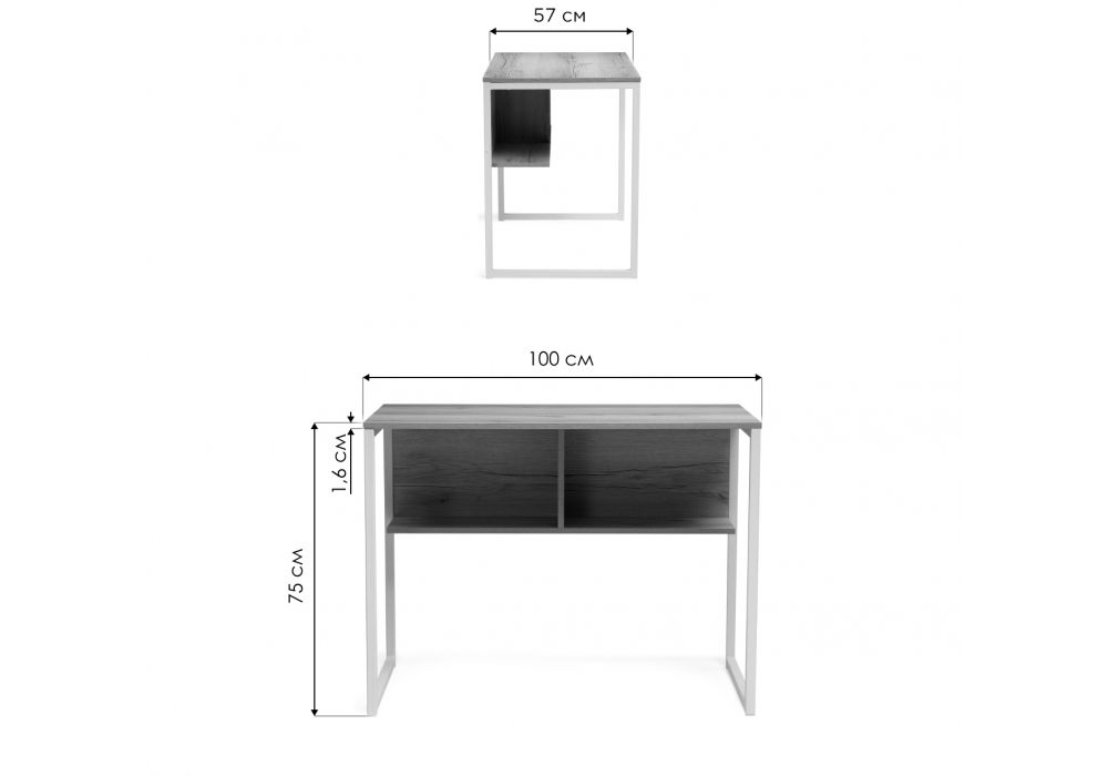 Письменный стол Клер Лофт 100х57х75 дуб вотан / матовый черный