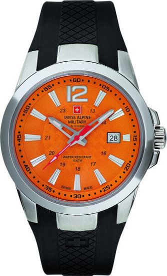 С ремешком Мужские наручные часы с черным силиконовым ремешком Swiss Alpine Military 7058.1839 mens watch 43mm 10ATM