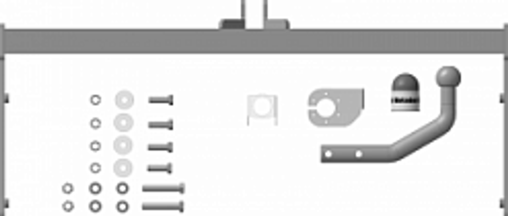Фаркоп 92702-A с оцинк. шаром Volkswagen Polo 2010-2020г., (подрезка бамп.)  крепление шара на двух болтах, 1000/75кг.