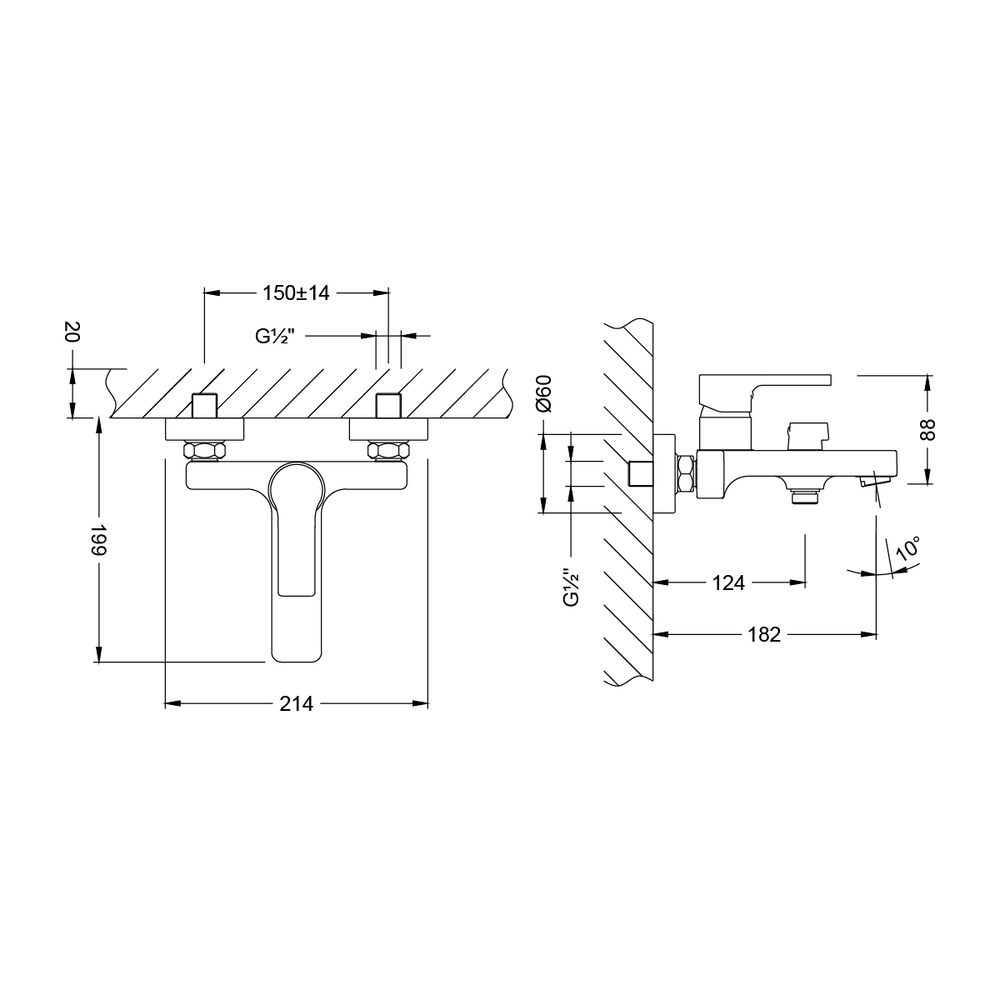 Смеситель Lemark Aura LM0614CH для ванны