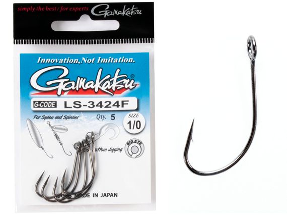 Крючки Gamakatsu LS-3424F NEW LABEL HOOKS BLACK разм. 1/0 5шт.