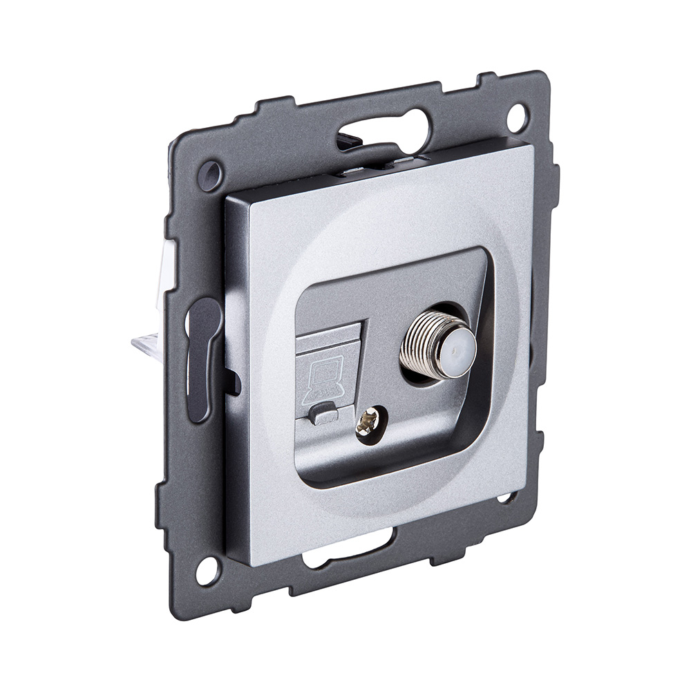 Розетка двойная спутниковая SAT + RJ45 Cat.6, серый Kollinger REA-014GY для Aspekt, Eleganz, Reflex