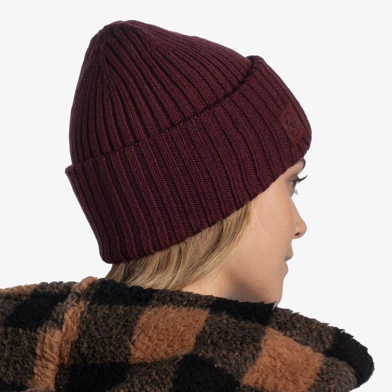 Вязаная шерстяная шапка Buff Hat Wool Knitted Ervin Maroon Фото 7