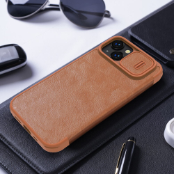 Кожаный чехол-книжка Nillkin Leather Qin Pro c защитой камеры для iPhone 14